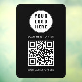 QR-code Zwart Zakelijk Logo Scan Hier Modern Raamsticker (Vel 3)