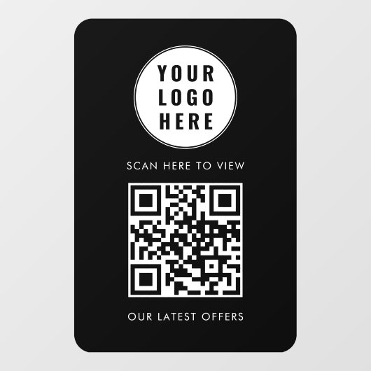 QR-code Zwart Zakelijk Logo Scan Hier Moderne Raamsticker (Vel)