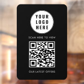 QR-code Zwart Zakelijk Logo Scan Hier Moderne Raamsticker (Vel 2)