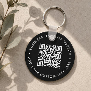 QR Code Zwart Zakelijk Modern Budget Rond Sleutelhanger