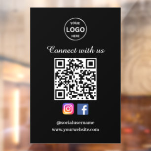 QR Code Zwart Zakelijk Venster Cling Social Media Raamsticker