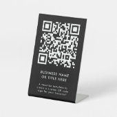 QR-code | Zwarte Moderne, eenvoudige zakendoen Reclamebord Met Voetstuk (Voorkant)