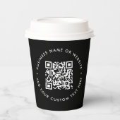 QR-code - Zwarte Moderne minimale zakelijke promot Papieren Bekers (Voorkant)