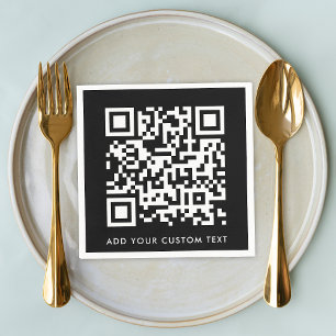 QR-code   Zwarte, stijlvolle, moderne minimalistis Servet