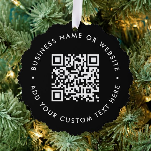 QR-code | Zwarte zakelijke moderne Kerstmis Ornament Kaart (Insitu (Drie))