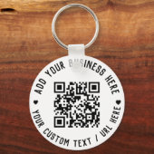 QR-code | Zwarte Zaken Moderne begrotingsronde Sleutelhanger (Voorkant)