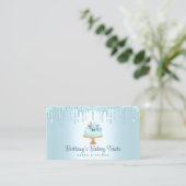 QR-codebakkerij Turquoise Cake Glitter Drip Desser Visitekaartje (Staand voorkant)