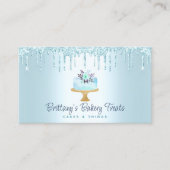 QR-codebakkerij Turquoise Cake Glitter Drip Desser Visitekaartje (Voorkant)