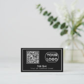 QR-codebedrijf Logo Black Minimalist Visitekaartje (Staand voorkant)