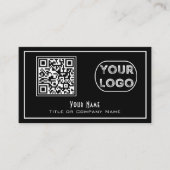 QR-codebedrijf Logo Black Minimalist Visitekaartje (Voorkant)
