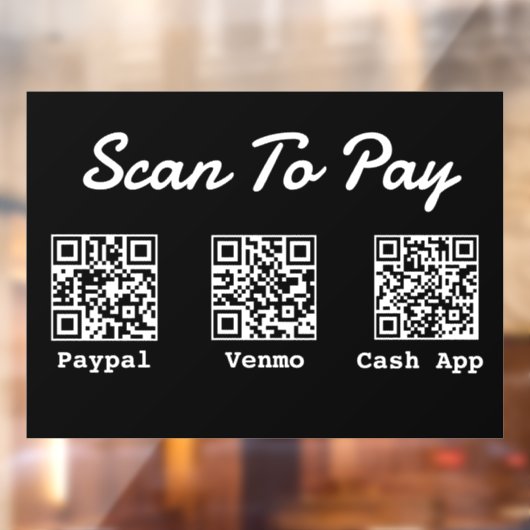 QR-codebetaling | Venmo Paypal Scan om te betalen Raamsticker (Vel 2)