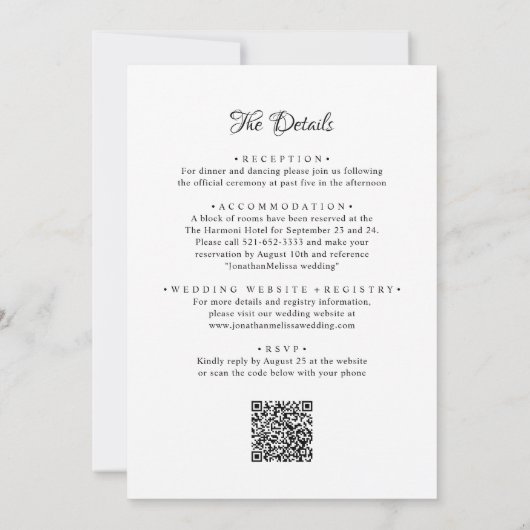 QR-codebudget in één monogram overlay Weddenschap Kaart (Achterkant)