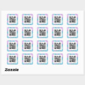 QR-codebus. Naam Website Promo Blue & Paars Glam Vierkante Sticker (Vel)