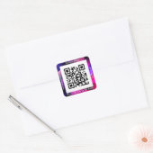 QR-codebus. Naam Website Promo, Geometric/Paars Vierkante Sticker (Envelop)