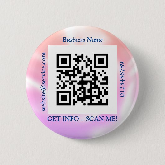QR-codebus. Naam Website Promo, Iridescent Ronde Button 5,7 Cm (Voorkant)