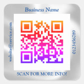 QR-codebus. Naam Website Promo, Iridescent Vs 5 Vierkante Sticker (Voorkant)
