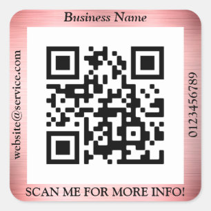 QR-codebus. Naam Website Promo, Pensed Roos Gold Vierkante Sticker