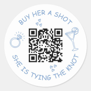 QR-codefeestje voor vrijgezellenfeest waarbij de b Ronde Sticker