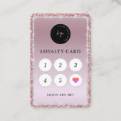 QR-codefoto | Roos Gold Glitter Diamond Loyalty Visitekaartje (Achterkant)