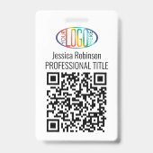 QR-codegenerator en uw logo, naam en titel ID Badge (Voorzijde)