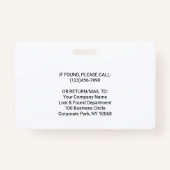 QR-codegenerator & uw Logo niet-foto witte id Badge (Achterkant)