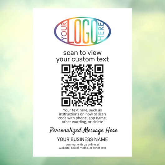 QR-codegenerator & Zakelijk logo Modern wit Raamsticker (Vel 3)