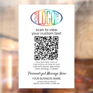 QR-codegenerator & Zakelijk logo Modern Wit Raamsticker