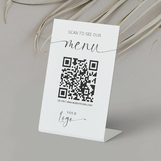 QR-codemenu Moderne Logo Contactloze restaurant Reclamebord Met Voetstuk