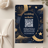 qr codeMidnight Blue Goud Hemelse bruiloft Informatiekaartje
