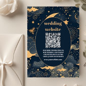 qr codeMidnight Blue Goud Hemelse bruiloft Informatiekaartje