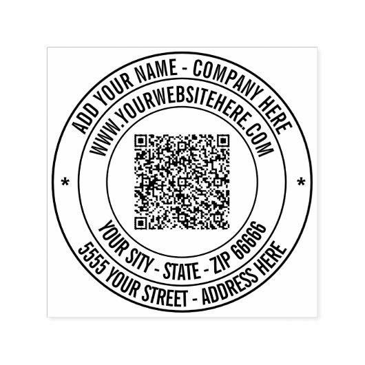 QR-codenaam Adres Website Moderne ontwerpstempel Zelfinktende Stempel (Design)