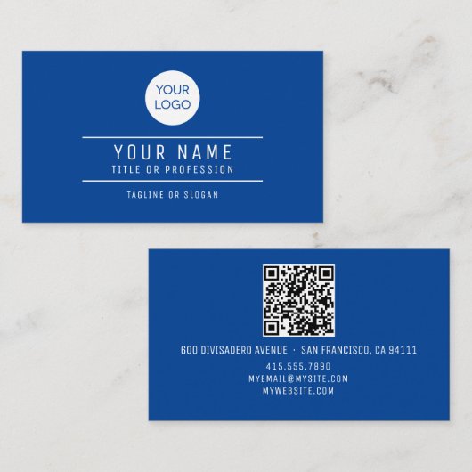 QR-codenaam Professional Logo Royal Blue Contactkaartje (Voorkant / Achterkant)