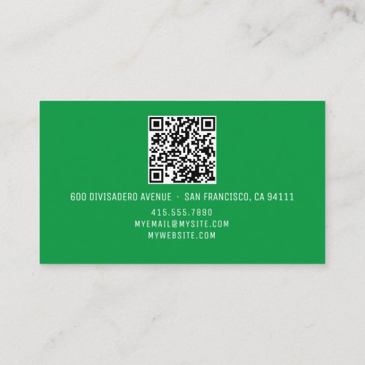 QR-codenaam Professionele Logo Kelly Green Contactkaartje (Achterkant)
