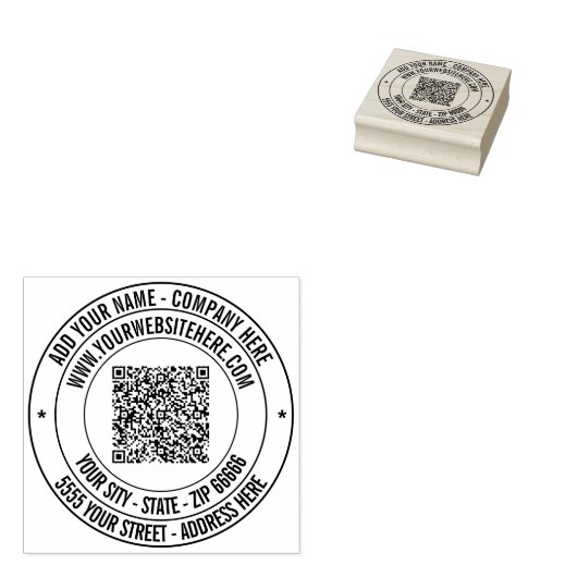 QR-codenaam Website Adres Rond Rubberstempel Rubberstempel (Gestempeld)
