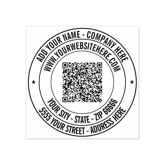 QR-codenaam Website Adres Rond Rubberstempel Rubberstempel (Afrduk)