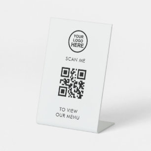 QR-codenummer Zakelijk Logo Contactloos Matig Ped Reclamebord Met Voetstuk