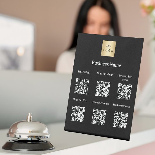 QR codes gastinformatie hotel resort zwart Reclamebord Met Voetstuk