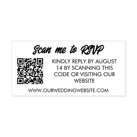 QR-codescan naar RSVP-bruiloft website Rubberstempel (Afrduk)