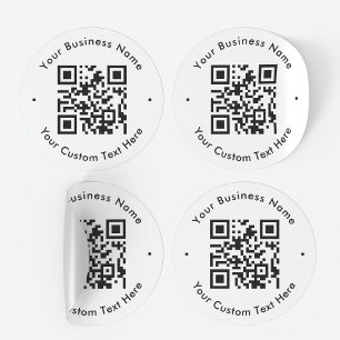 QR-codescanner aangepaste tekst voor zakelijk digi Ronde Sticker