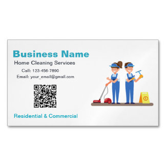 QR Custom Cleaning Service Maid Business Card Magnetisch Visitekaartje