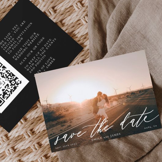 QR de Foto Moderne van de Code Zwart en Wit sparen Save The Date