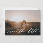 QR de Foto Moderne van de Code Zwart en Wit sparen Save The Date (Voorkant)