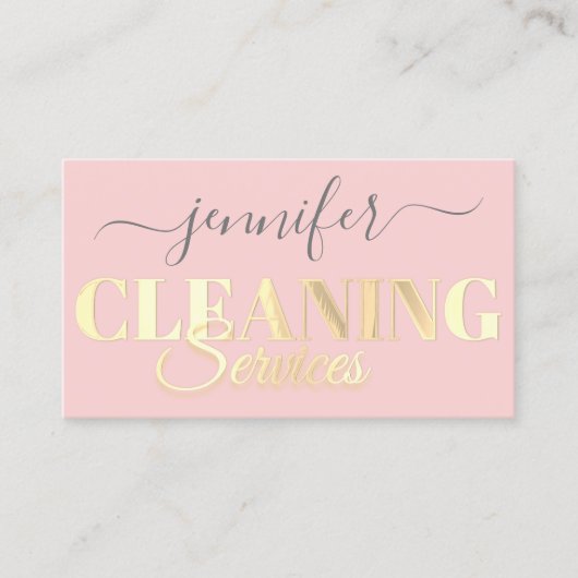 QR de Reinigingsdiensten van de Code Golden Script Visitekaartje (Voorkant)