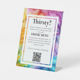 QR DRINKEN Trouwmenu ETHERISCHE BLOEI Reclamebord Met Voetstuk