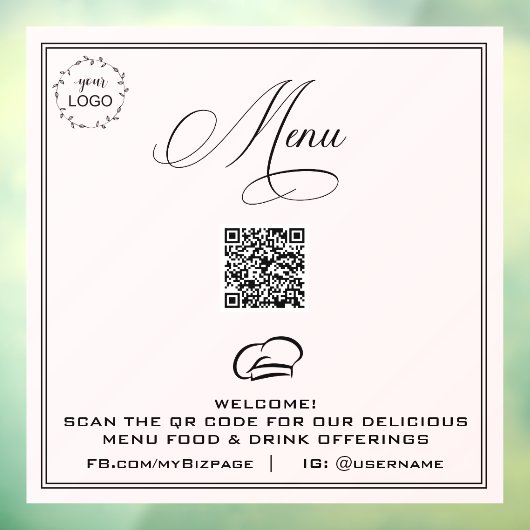 *~* QR Eenvoudig Zee Shell LOGO MENU Venster Cling Raamsticker (Vel 3)