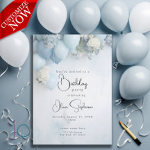 QR Festieve Stof Blauw Witte Bloemen en Ballonnen