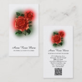 *~* QR Floral Red ROSE Wedding Event Planner Visitekaartje (Voorkant / Achterkant)