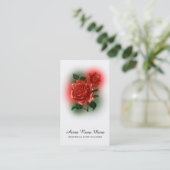 *~* QR Floral Red ROSE Wedding Event Planner Visitekaartje (Staand voorkant)