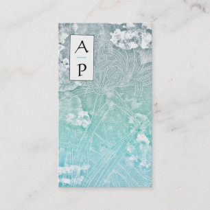 *~* QR Floral Subtle Flowers TURQUOISE Logo Foto Visitekaartje