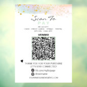 *~* QR Glitter PASTEL  Scan om te betalen betaling Raamsticker (Vel 3)